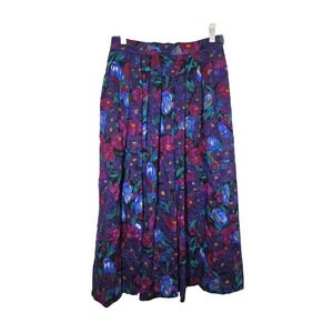 Vtg Avoca Collection Wicklow Ireland Midi Skirt Floral Pleated Size Small